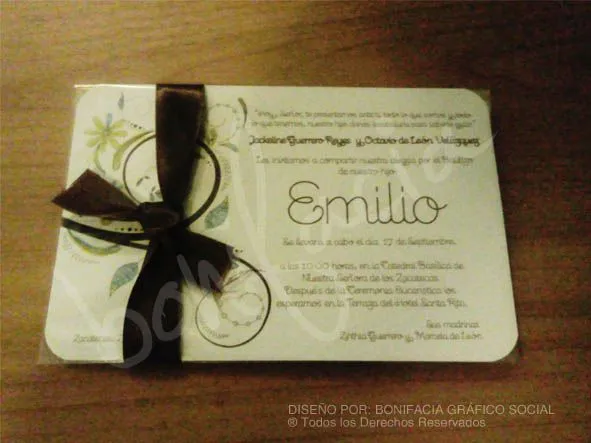 Invitaciones para bautizos en Monterrey | Invitaciones negras