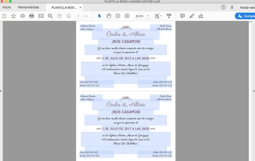 ▷ Como hacer Invitaciones de Boda ❤️ ¡Plantilla editable GRATIS! – Ponle  Amore