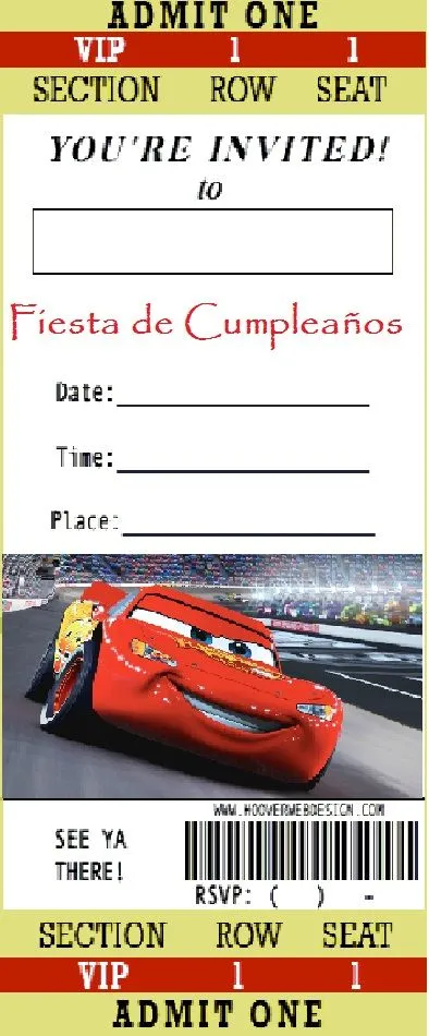 Tarjetas de cumpleaños de cars para imprimir gratis - Imagui