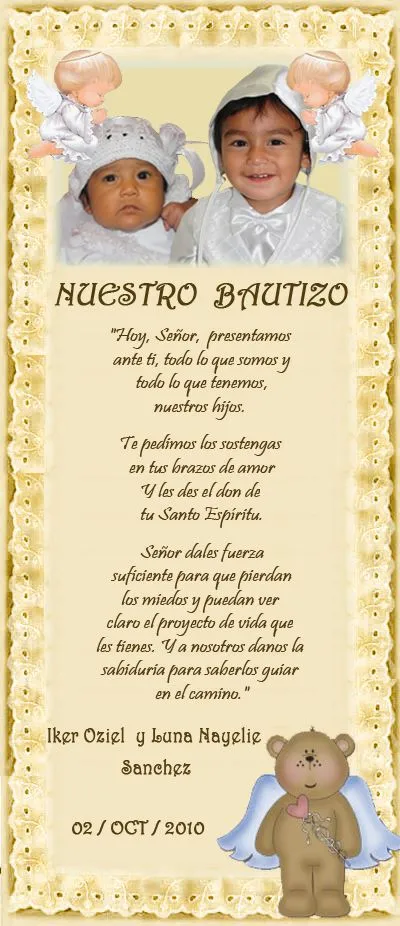 Invitaciones Creativas: Bautizos (Invitaciones y Oraciones)