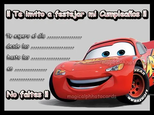 Invitaciónes para cumpleaños de cars para imprimir gratis - Imagui