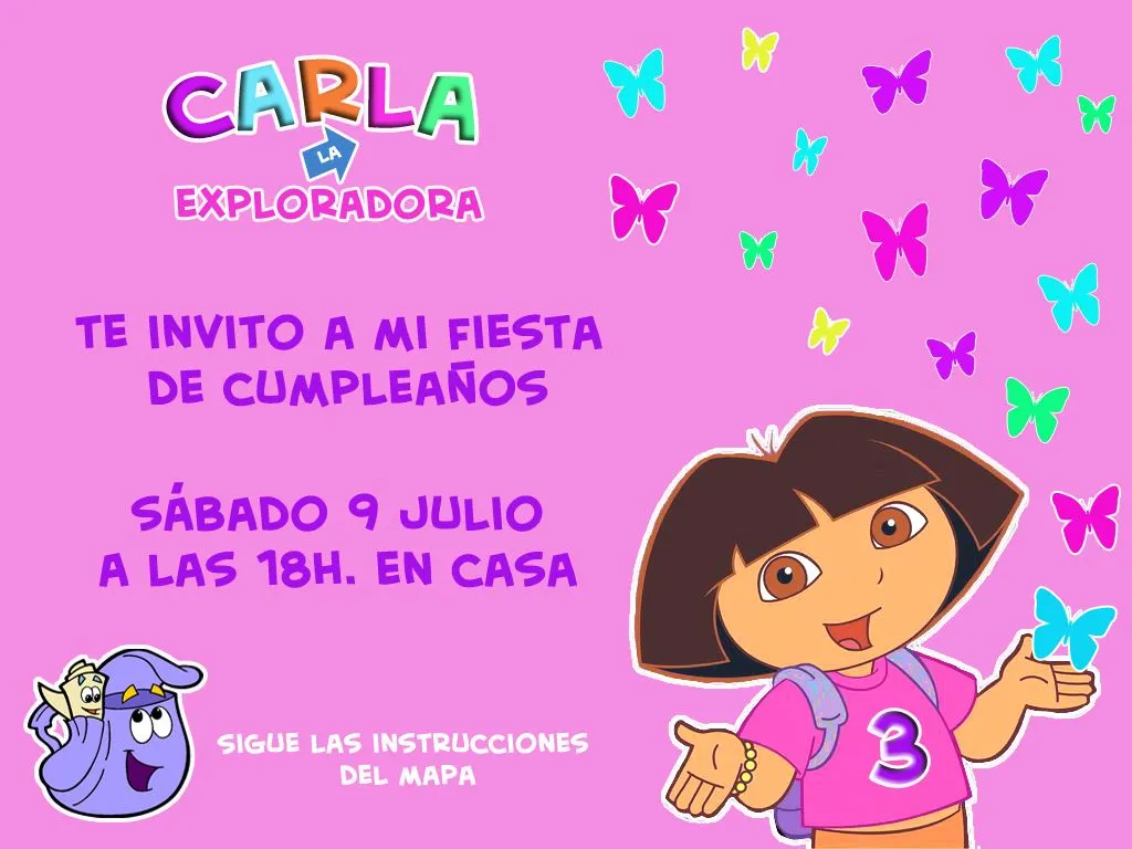 Invitaciones de Cumpleaños con diseño de Dora La Exploradora ...