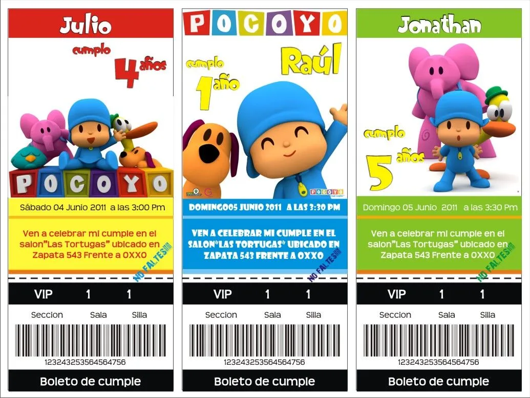 Invitaciones de Cumpleaños con diseño de Pocoyo | Invitaciones ...