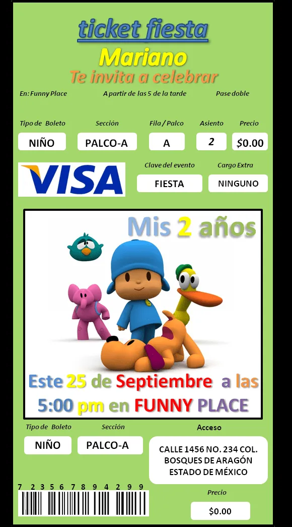 Invitaciones de Cumpleaños con diseño de Pocoyo | Invitaciones ...