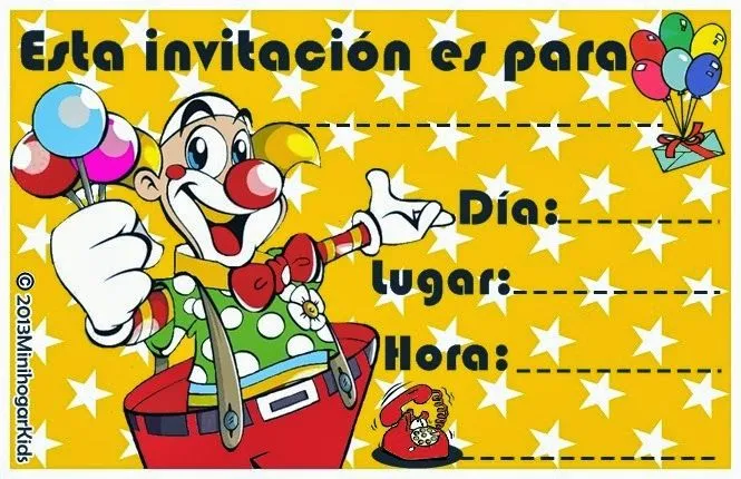 Invitaciónes de cumpleaños de payasos para imprimir - Imagui