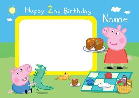 Invitaciones de cumpleaños de Peppa Pig para imprimir gratis