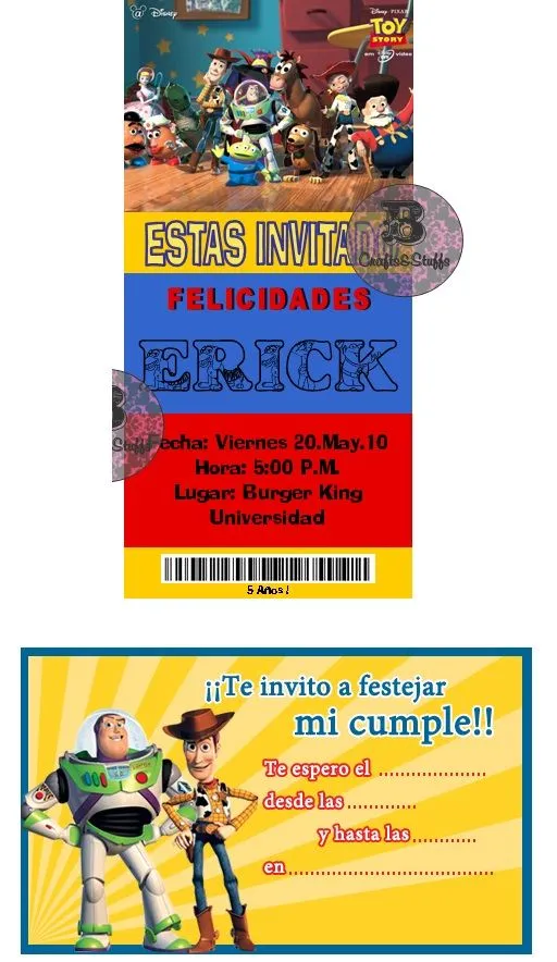 Invitaciónes toys story gratis - Imagui