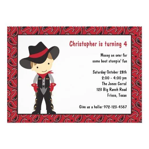 Invitaciones del cumpleaños del vaquero comunicados de Zazzle.