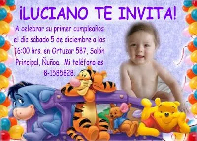 INVITACIONES CUMPLEAÑOS WINNIE THE POOH