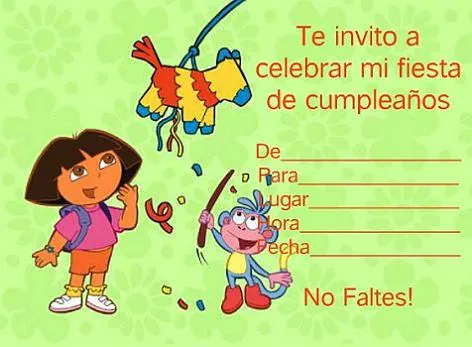 Invitaciones de Dora la exploradora