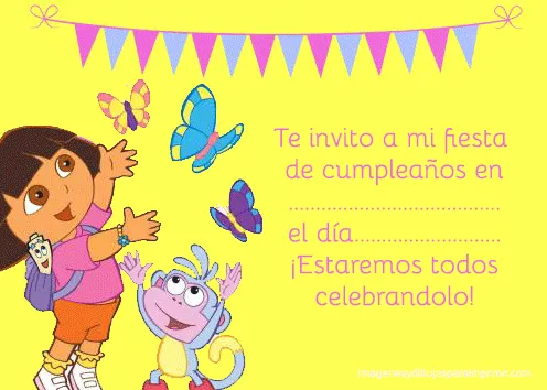 Invitaciones de dora la exploradora para imprimir | Cumpleaños ...