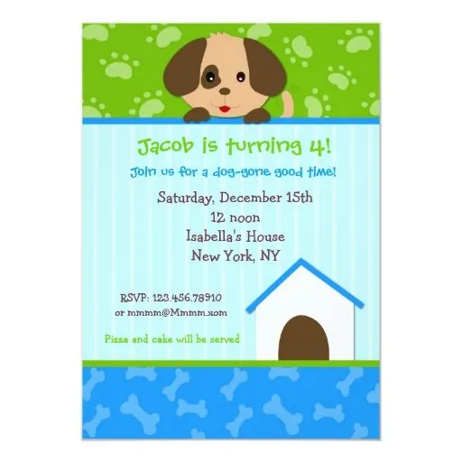 Invitaciones de la fiesta de cumpleaños del perro invitación 5" x ...