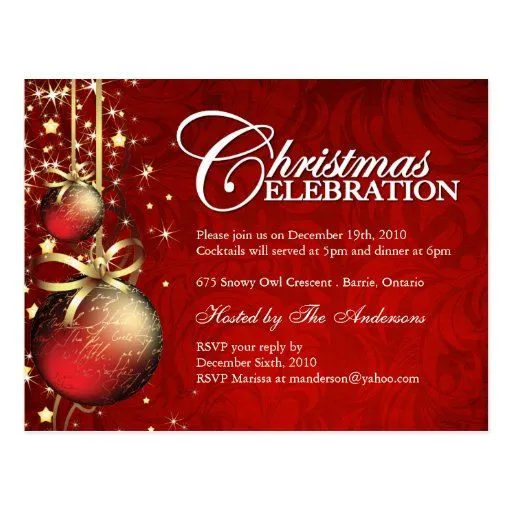 Invitaciones de la fiesta de Navidad Tarjeta Postal | Zazzle