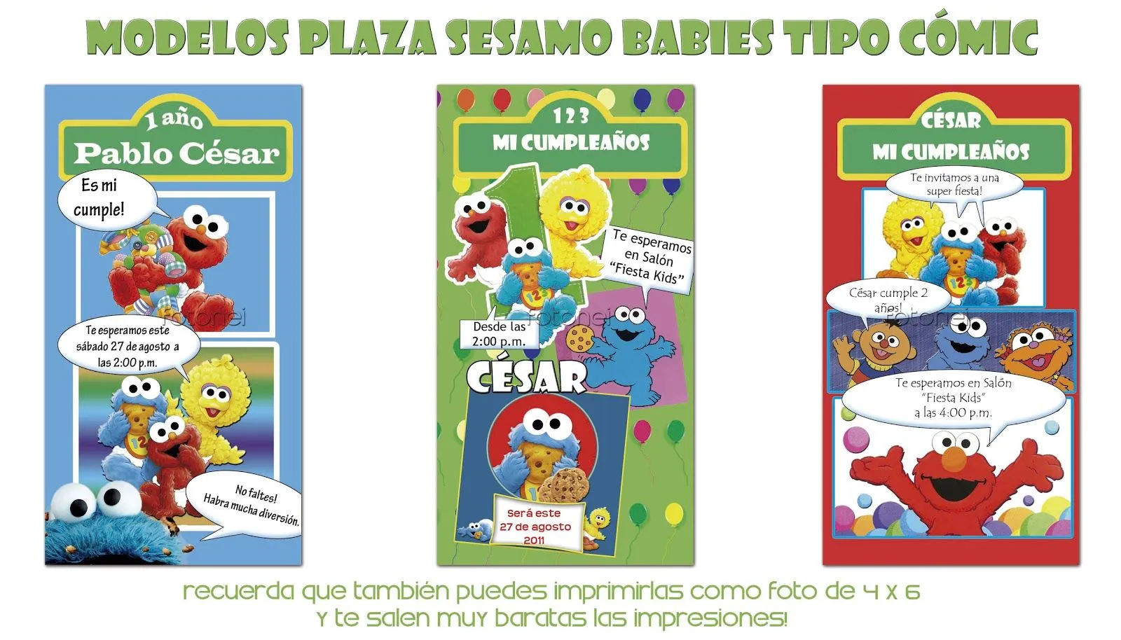 Invitaciónes con fotomontaje de plaza sesamo - Imagui