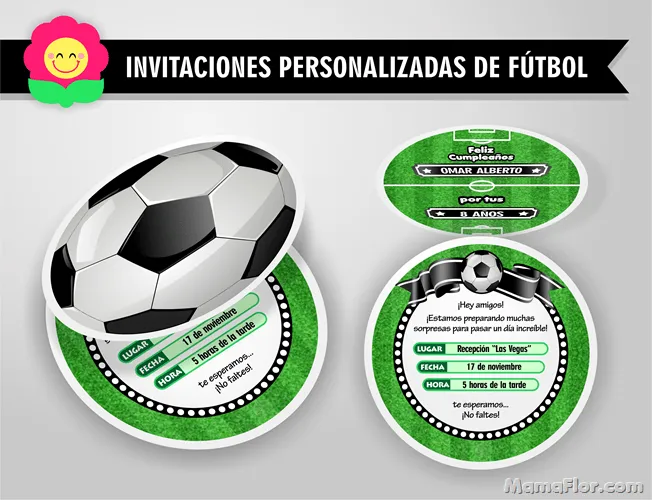 Invitaciones de Fútbol | Tarjetas en forma de Pelota GRATIS para ...