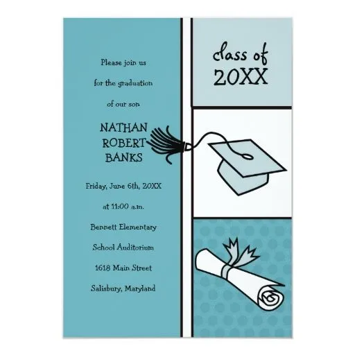 Invitaciones de la graduación de los niños (para invitación 5" x 7 ...