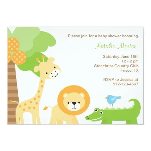 Invitaciones lindas del animal de la selva invitación 5" x 7" | Zazzle