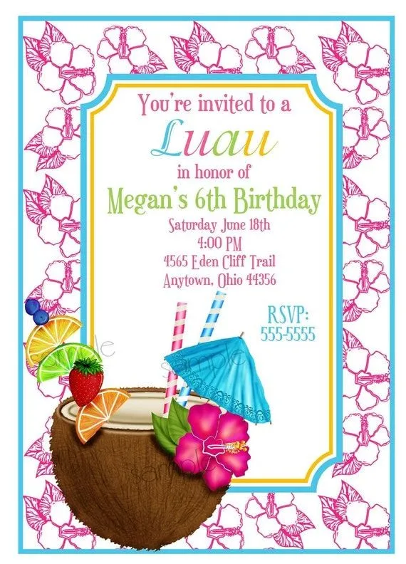 Invitaciones de Luau coco Luau hawaiano por LittlebeaneBoutique