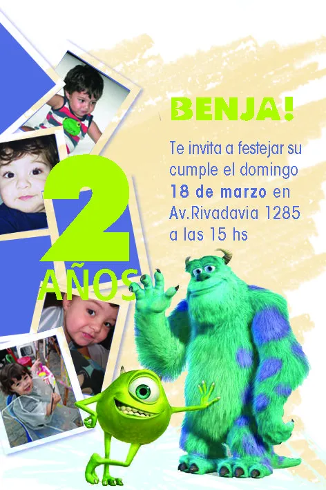 Invitaciones Monsters Inc | MG DISEÑO