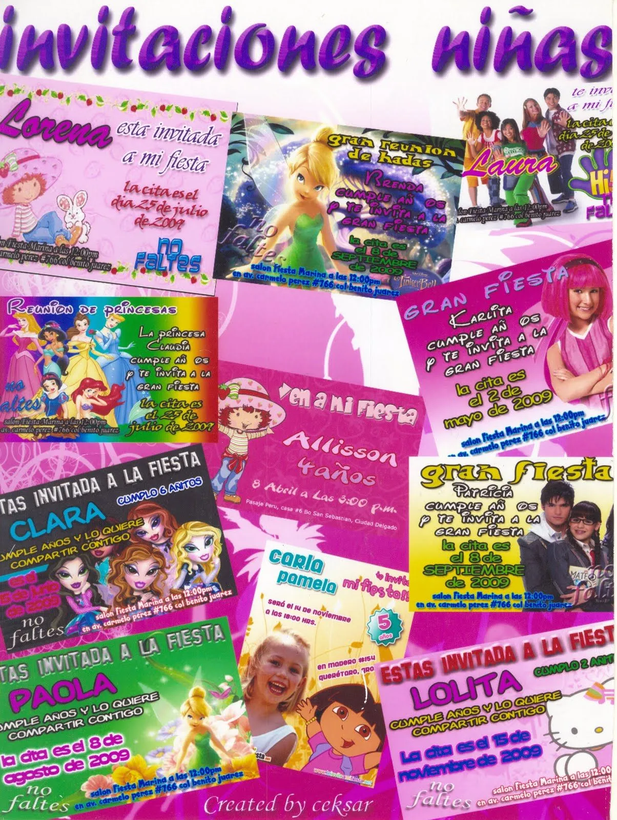 Invitaciónes para niña de 7 años - Imagui