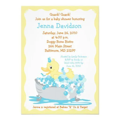 Invitaciones de patos para baby shower - Imagui