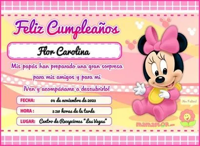 Invitaciónes personalizadas de Minnie para imprimir gratis - Imagui