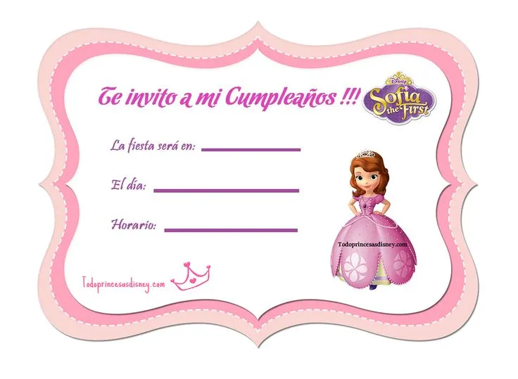 Invitaciones De Princesa Sofia | Invitaciones de Cumpleaños con ...