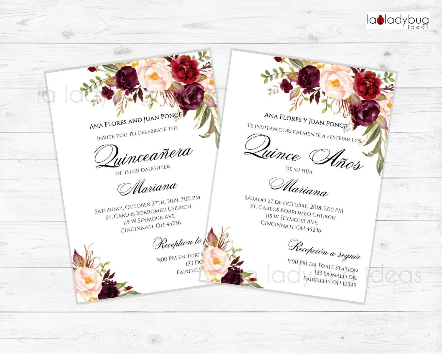 Invitaciones Quinceañera para editar/imprimir con RSVP. Inglés y español.  Invitación Quinceañera. Ingles Español. Invitación de quinceañera. - Etsy  México