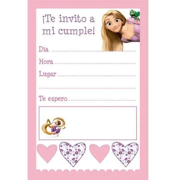 Invitaciones de rapunzel, Hacer invitaciones de cumpleaños, Invitaciones  para fiestas infantiles