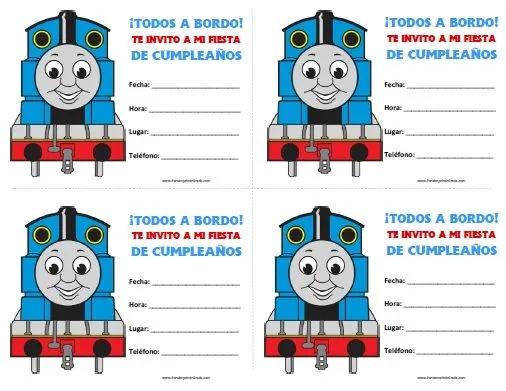 Invitaciones de Thomas y sus Amigos - Para Imprimir Gratis ...