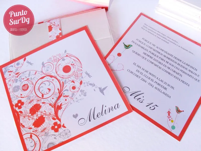 Invitaciones para XV años de color coral - Imagui