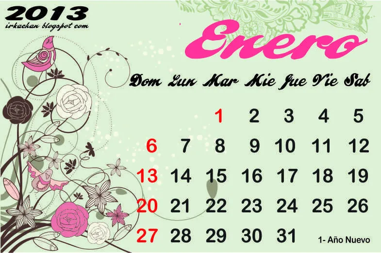 Irka!: Calendario 2013 para imprimir