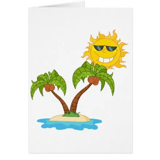 Isla del dibujo animado con dos palmera y dibujo Felicitación de ...