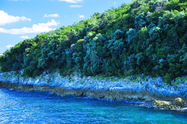 Isla de paisaje en el mar, la laguna azul, hermoso clima, árboles ...