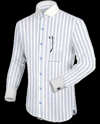 iTailor Camisa Para Hombre Cuello Mao con French Round Manga.