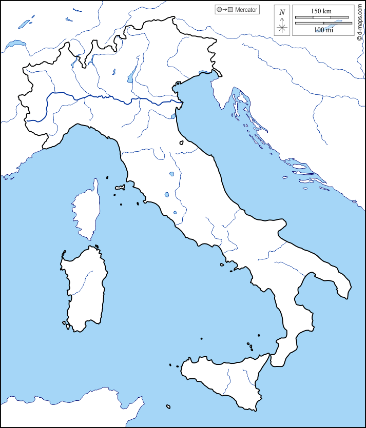 Italia: mappa gratuita, mappa muta gratuita, cartina muta gratuita ...