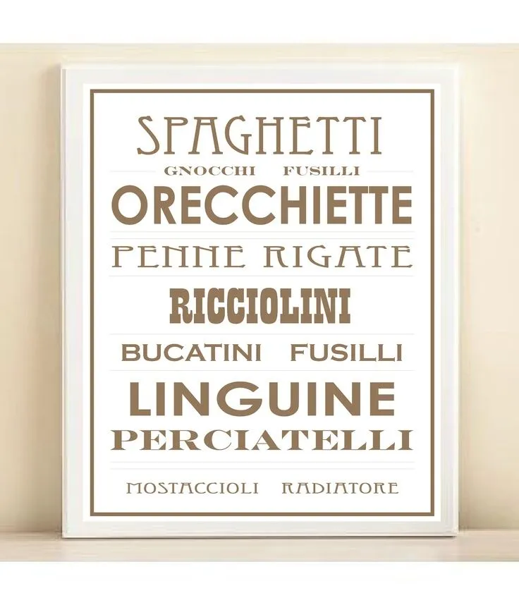 Italian Pasta print poster