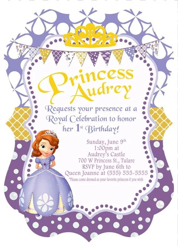 Items similar to 5x7 Disney Princess Sofia the First Birthday ...