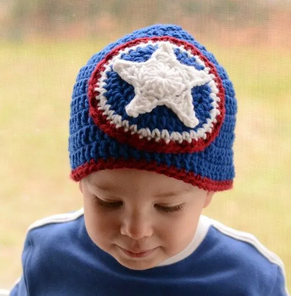 Captain America inspired crochet hat by AppleBabiesBoutique Captain America inspired crochet hat by AppleBabiesBoutique
