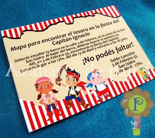 Invitaciónes de jake y los piratas del país de nunca jamás - Imagui