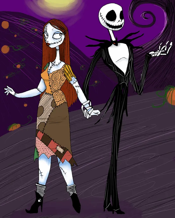 Valentine Couple Jack + Sally by SilverTallest on deviantART