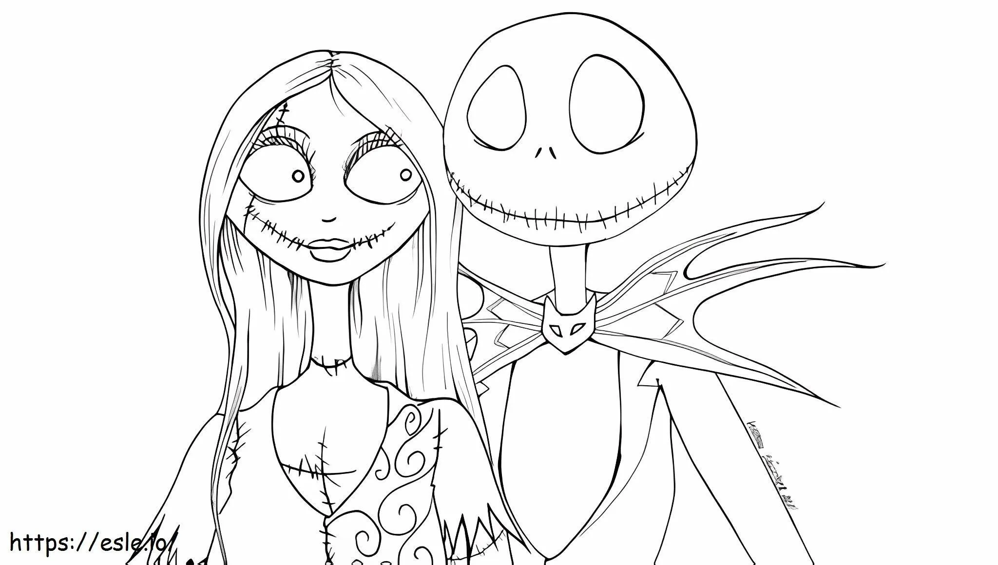 Jack Skellington y Sally enamorados de Pesadilla antes de Navidad para  colorear