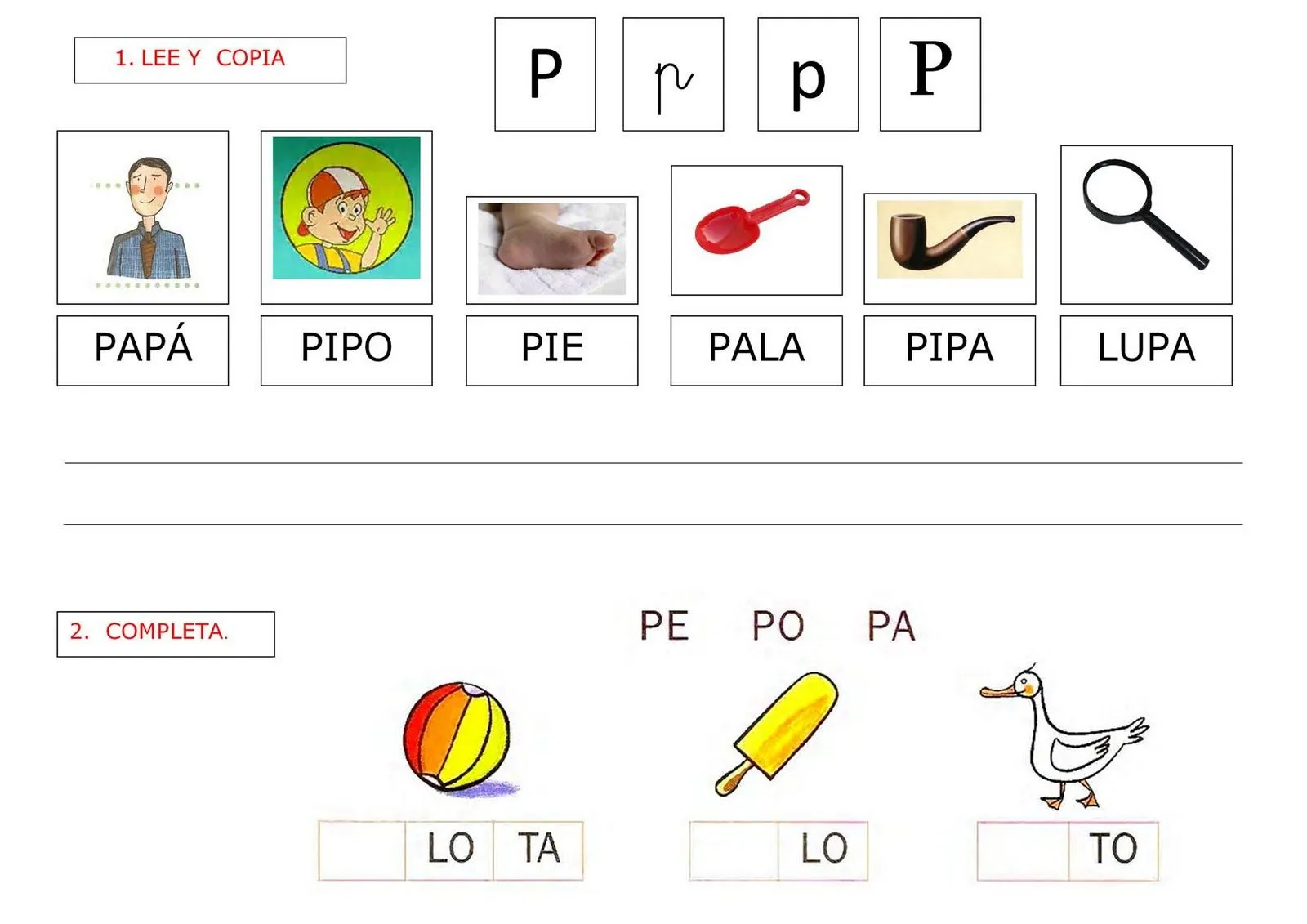 JANGELD: FICHA LETRA P