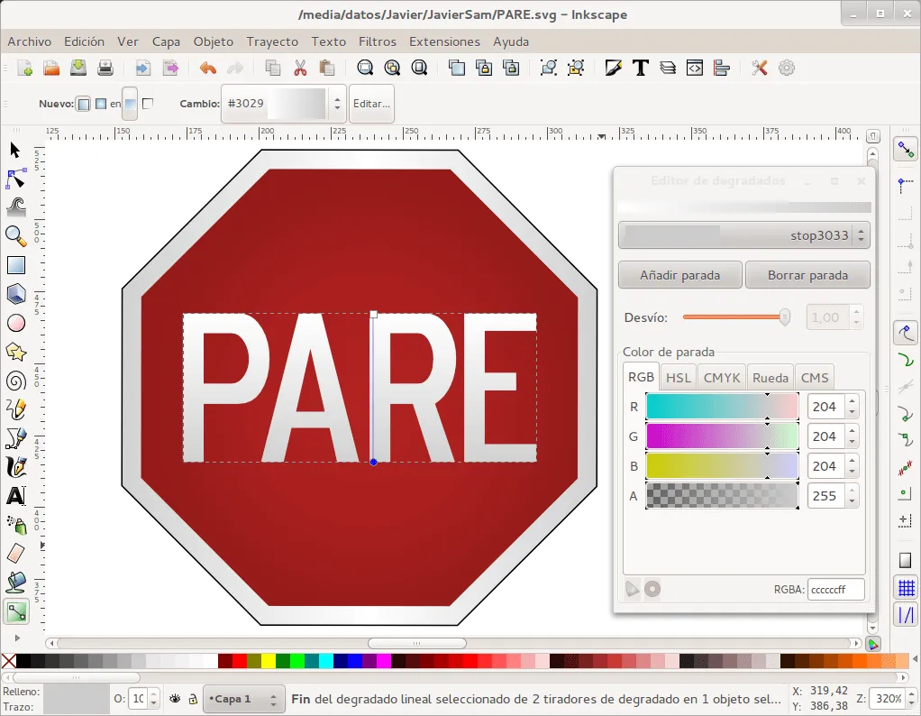 JavierSam: Señal de PARE con Inkscape