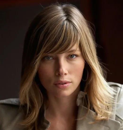 Jessica Biel Medium Length Hairstyle: Straight Haircut with Swept ...