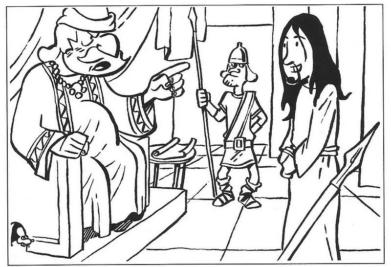 Jesús ante Pilato para colorear ~ Dibujos Cristianos Para Colorear