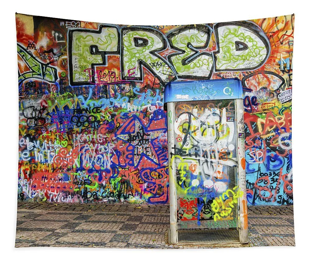 John Lennon Wall in Prague with colorful graffiti Tapestry by Matthias  Hauser - Fine Art America