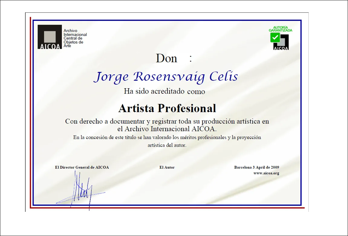 JORGE LUIS ROSENSVAIG: DIPLOMAS.