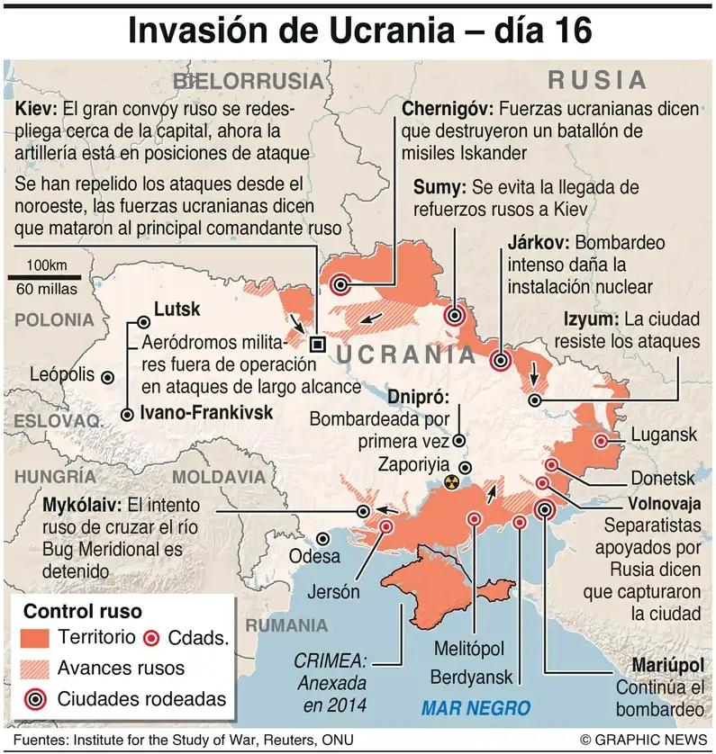 La Jornada - Presencia de tanques rusos en tres puntos cardinales en torno a Kiev