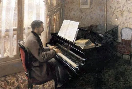 Joven tocando el piano - Gustave Caillebotte - como impresión ...